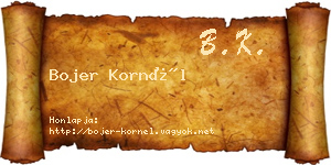 Bojer Kornél névjegykártya